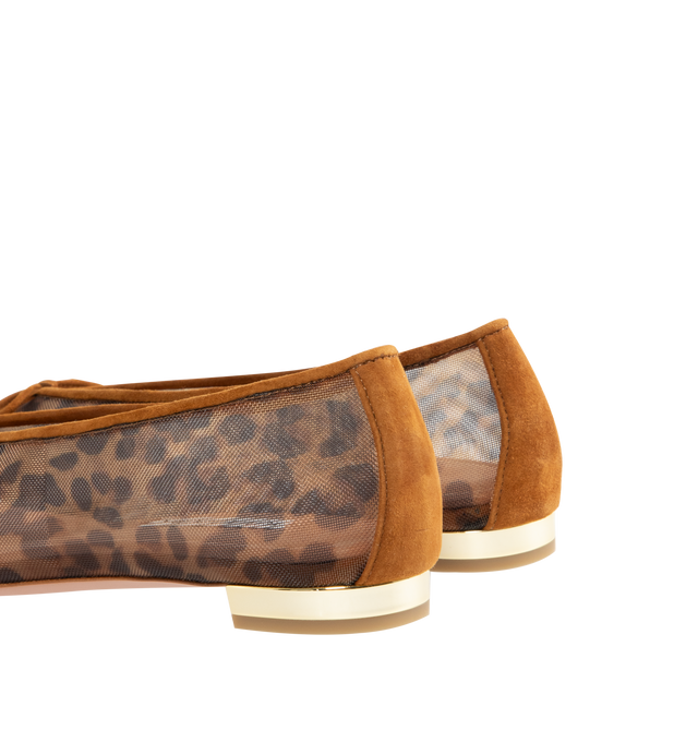 Image 3 of 4 - BROWN - AQUAZZURA Gioia Mesh Flat featuring leopard print, slip-on shoes, flat heel, padded leather insole and signature logo detailing. Suede, mesh. Made in Italy.