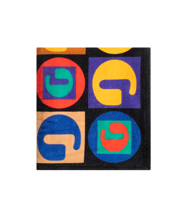 Image 1 of 2 - MULTI - GALLERY DEPT. G Print Towel featuring towel of a multicolor grid pattern of repeating 'G' logos, solid contrast tone on the reverse side and 'art on display' patch. 60" L x 28" W. 100% cotton. Made in Italy.