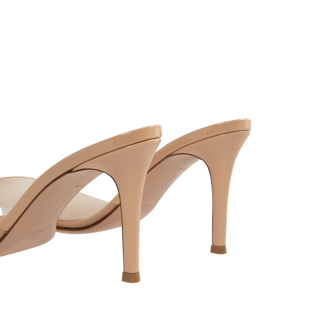 Image 3 of 4 - NEUTRAL - GIANVITO ROSSI Elle Mule 85 featuring open back, pointed toe, TPU strap at vamp, and covered stiletto heel with rubber injection. Heel: H3.25" Upper: thermoplastic polyurethane, leather. Sole: leather, rubber. Made in Italy.
