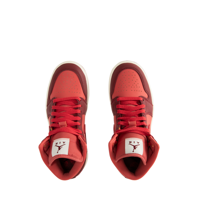 Image 5 of 5 - RED - JORDAN Air Jordan 1 Mid SE Sneaker featuring leather in the upper, encapsulated Nike Air-Sole unit provides lightweight cushioning, rubber in the outsole, lace closure, wings logo on collar and Jumpman on tongue.