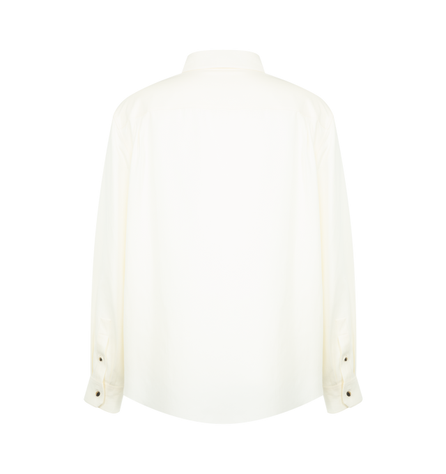 Image 2 of 2 - WHITE - LOEWE PAULA'S IBIZA Shirt in lightweight textured fluid lyocell featuring relaxed fit, regular length, classic collar, button front fastening, buttoned cuffs, chest patch pocket and anagram crafty embroidery placed on the chest pocket. Lyocell. Made in Italy.