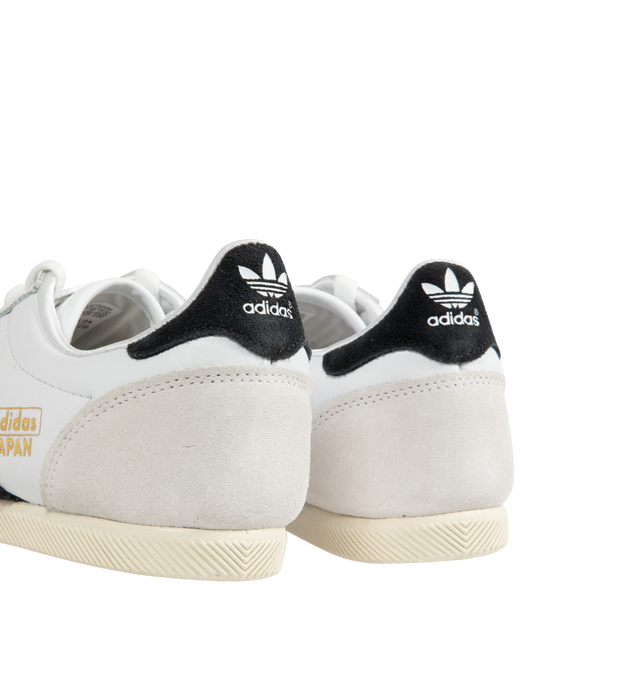 Image 3 of 5 - WHITE - Adidas Japan Sneakers are a lace-up style with leather uppers, EVA midsoles, molded heels, low-profie design, double-stitched T-toes and rubber gum soles.  Reissued vitage design from a 1964 trainer that appeared in a catalog for that year's global sporting event held in Japan. Unisex style in men's sizing.