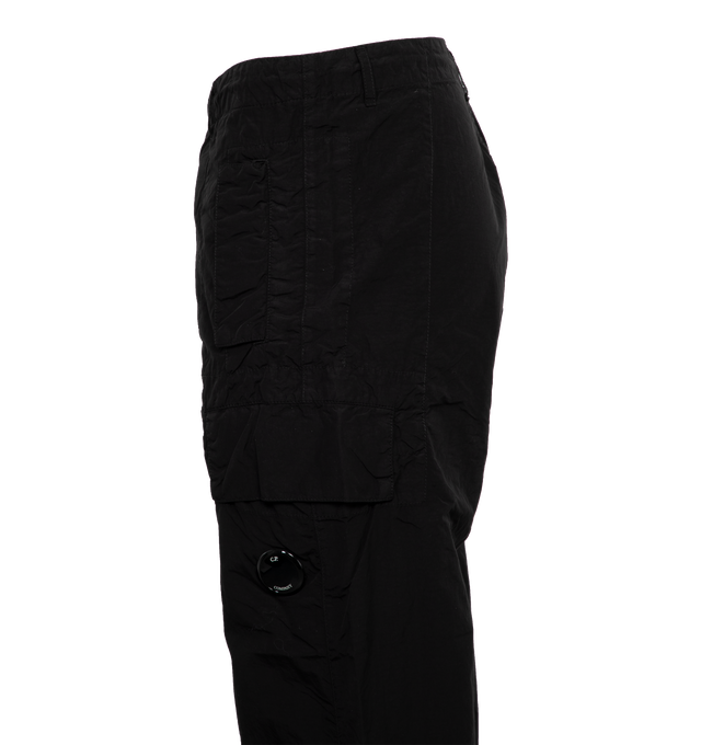 Image 3 of 4 - BLACK - C.P. COMPANY Flatt Nylon Oversized Cargo Pants featuring oversized fit, zip fly and button fastening, belt loops, slanted hand pockets, cargo pockets and lens detail. 100% polyamide/nylon. 