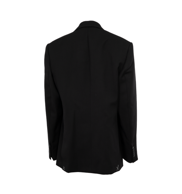Image 2 of 3 - BLACK - WARDROBE.NYC Oversized Single-Breasted Blazer featuring notch lapels, long sleeves, button accent at cuffs, chest welt pocket and front flap pockets. 100% virgin wool. 