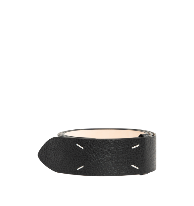 Image 1 of 2 - BLACK - MAISON MARGIELA 45 MM Belt featuring full-grain calf leather, push-stud fastening and four stitches at front.