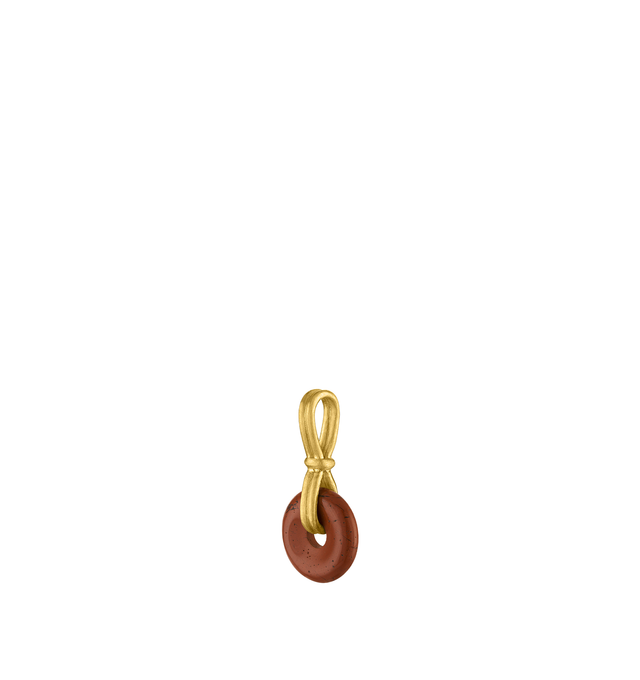 Image 2 of 4 - RED - Prounis Baby Red Jasper Discus Pendant is handcrafted from 22K yellow gold and features a jasper disc suspended on a vertical double-bail design inspired by the wheel. Handmade in New York. For personal consultation and detailed information about jewelry, please contact our dedicated stylist team at personalshopping@hirshleifers.com.This item may be restricted for online purchase to international clients. For assistance purchasing this item please contact our dedicated stylist team at p