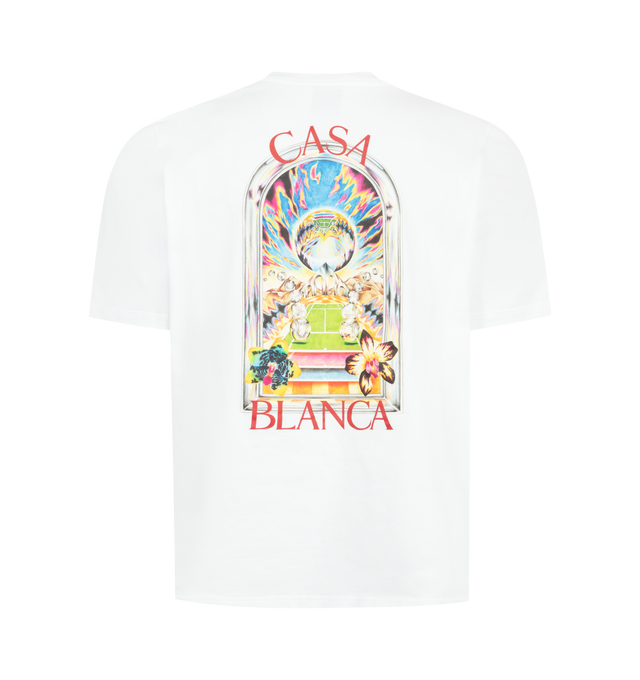 Image 2 of 2 - WHITE - CASABLANCA Tennis Landscape Cotton T-Shirt featuring crewneck, short sleeves, pulls over and logo graphic on front and back. 100% cotton. Made in Portugal.