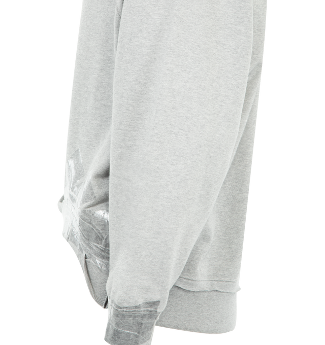 Image 3 of 3 - GREY - MAISON MARGIELA Taped Jersey Sweatshirt featuring paint effect at hem and cuffs, long sleeves, round neck and four stitches at the back. 100% cotton. Made in Italy.