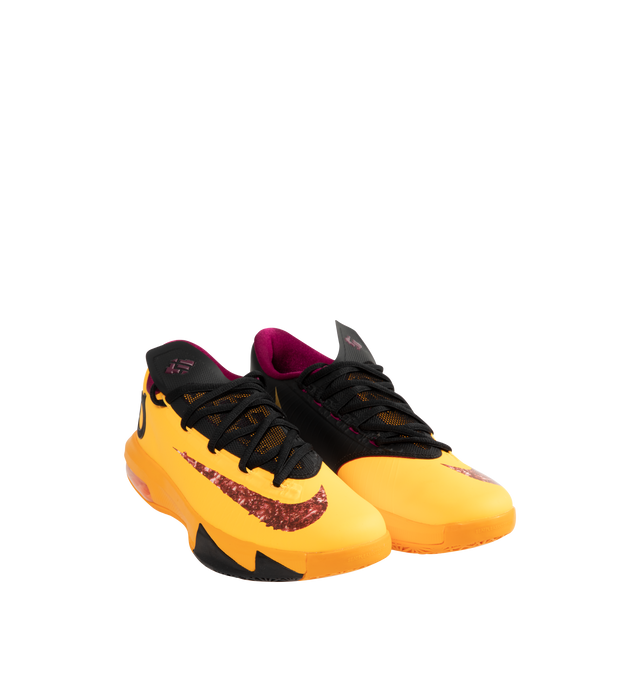 Image 2 of 5 - ORANGE - Nike Mens Zoom KD 6 Basketball Shoes feature a synthetic upper with Zoom Air forefoot cushioning, lightweight Phylon midsole, and exposed Max Air heel unit. Upper: Synthetic; Midsole: Phylon with Zoom Air Forefoot Cushioning; Heel: Exposed Max Air Unit. Made in Indonesia.