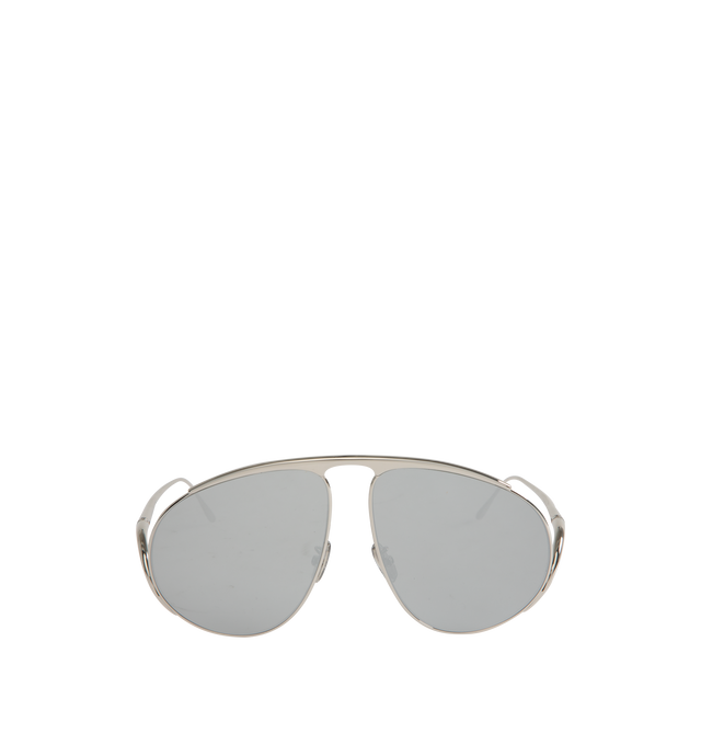 Image 1 of 3 - SILVER - LOEWE Aviator Frame Sunglasses featuring butterfly shape.
