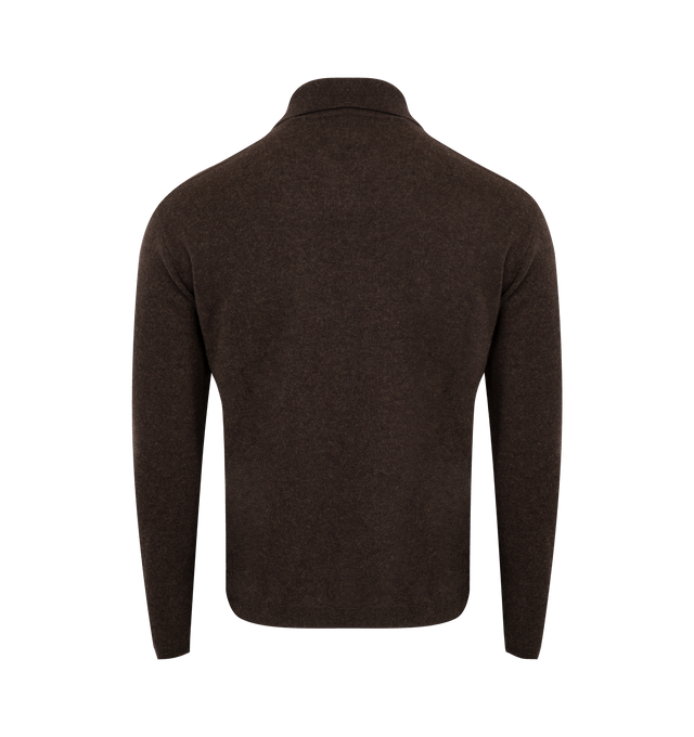 Image 3 of 3 - BROWN - THE ROW Franz Sweater featuring long-sleeved polo top in soft cashmere with relaxed fit, buttonless front tab, and ribbed collar, cuffs, and hem. 100% cashmere. Made in Italy.