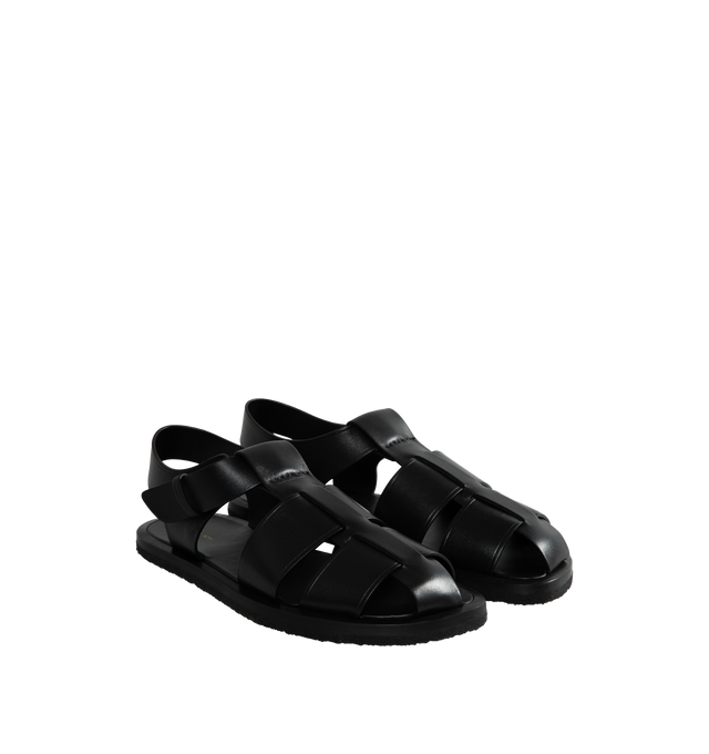 Image 2 of 4 - BLACK - THE ROW Fisherman Sandal featuring seamless strap construction and covered adjustable buckle closure. 100% Leather. Rubber sole. Made in Italy. 