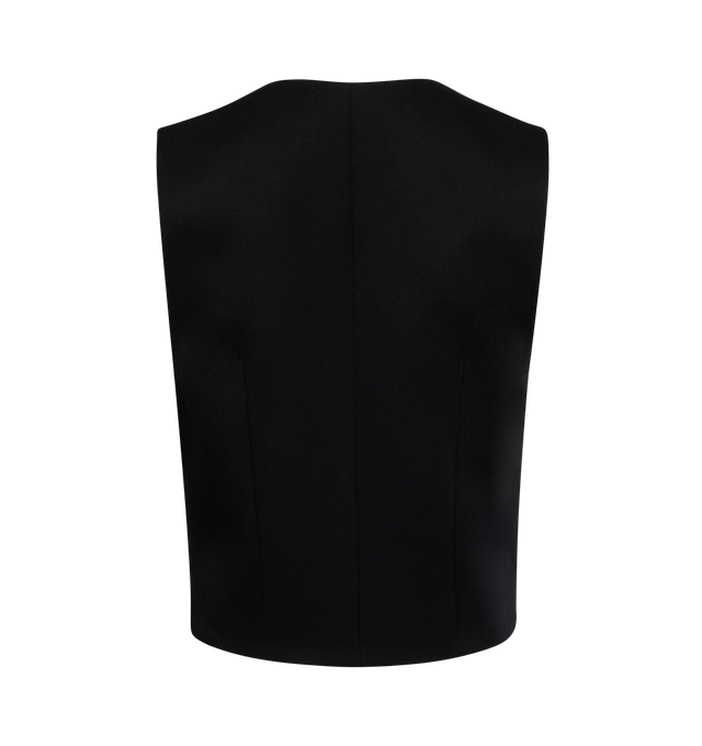 Image 2 of 2 - BLACK - NILI LOTAN ISAMEL TAILORED VEST featuring classic short tailored vest, front and back darts, welt pockets and fully lined. 100% virgin wool. Made in USA. 