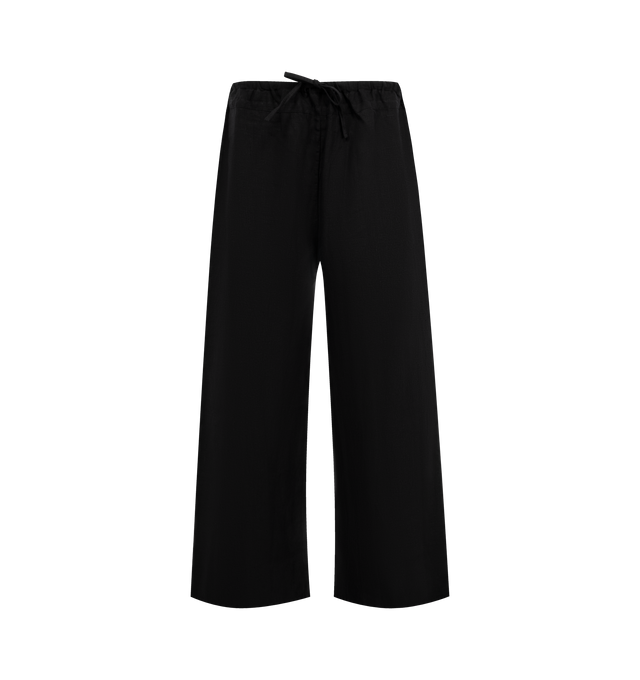Image 1 of 2 - BLACK - DEIJI STUDIOS Double Waist Linen Pant featuring a relaxed fit, mid-waist, a soft double waist, elasticated adjustable tie top waistband, double side seam and a wide leg. 100% GOTS certified organic cotton.