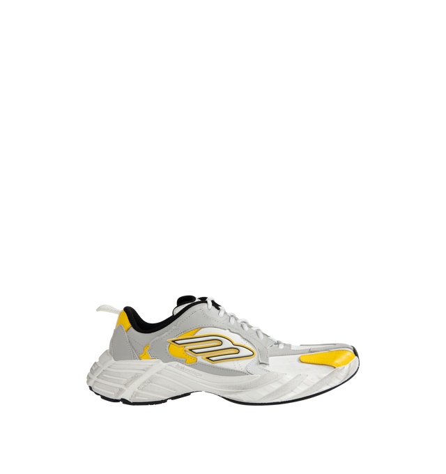 Image 1 of 5 - GREY - BALENCIAGA Monday Sneaker featuring worn-out effect, visible top-stitching, written size debossed at back of the heel, 3B sports icon artwork in rubber on each side, 3B sports icon artwork debossed on the tongue, Balenciaga logo embossed on the exterior sole and back pull-on tab. Upper: cowskin, polyester. Sole: rubber. Insole: foam. Made in China.