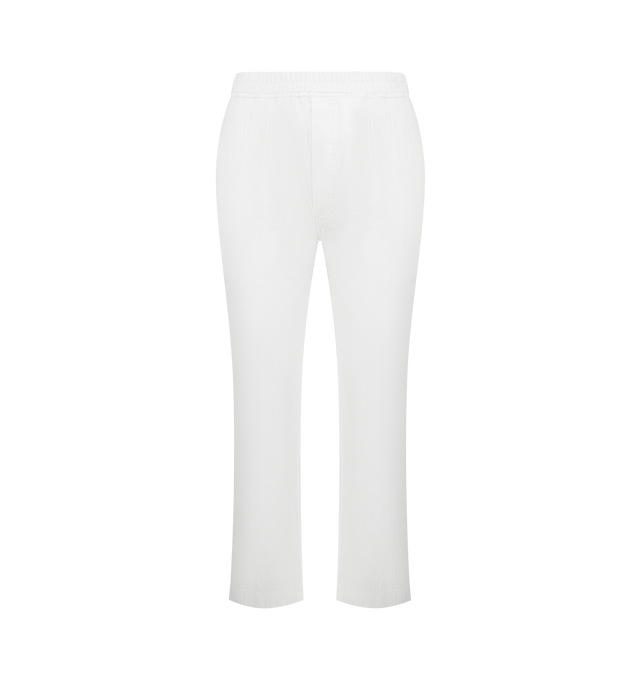 Image 1 of 3 - WHITE - TOM FORD Herringbone Stripe Pleated Lounge Pants featuring cotton and silkblend herringbone lounge pants, elasticized waistband, four-pocket styling, button fly and pleats at front. 66% cotton, 34% silk. Made in Italy.