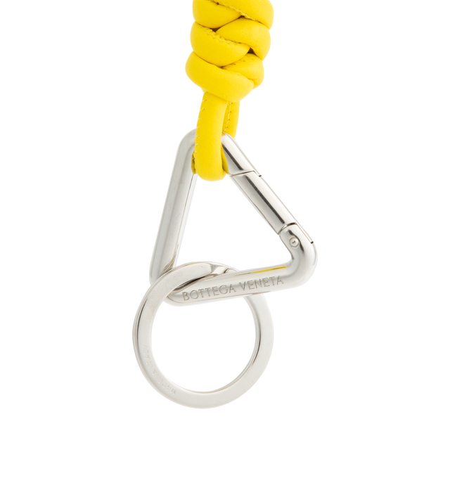 Image 2 of 2 - YELLOW - BOTTEGA VENETA Triangle Key Ring featuring woven nappa leather detail, triangle shape and hook. Lambskin. Made in Italy.