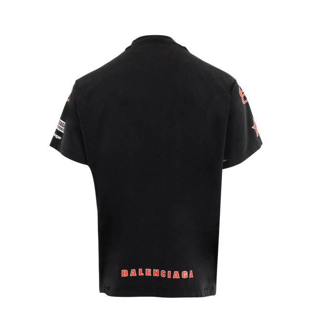 Image 2 of 2 - BLACK - BALENCIAGA Sponsor Logos T-Shirt featuring oversized fit, dry jersey, crewneck, short sleeves and Sponsor Logos printed at front and back. 100% cotton. Made in Portugal.