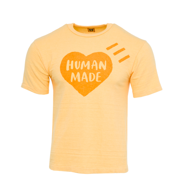Image 1 of 2 - ORANGE - HUMAN MADE Color T-Shirt featuring short sleeves, ribbed crewneck and screen printed graphic on front. 100% cotton.  