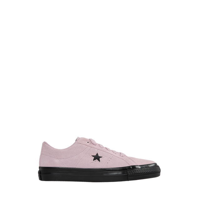 Image 2 of 10 - PINK - CONVERSE One Star Pro Suede Skate Shoes featuring reinforced stitching throughout, leather One Star logo on sidewalls and strip at the heel, lightly padded leather-lined collar with soft textile lined interior, cushioned insole, Converse traction rubber outsole and Converse logo details throughout. 