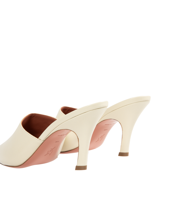Image 3 of 4 - WHITE - AMINA MUADDI Jamie Mule 80 featuring 80mm slanted heel, slip-on mule style and pointed toe. 100% lamb nappa. Lining: 100% kid lining. Sole: 90% calfskin, 10% TPU. Made in Italy.
