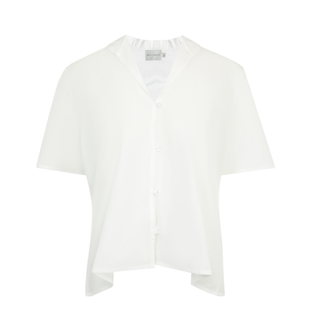 Image 1 of 2 - WHITE - DEIJI STUDIOS Sails Top featuring a relaxed collar, soft open neckline, short sleeves with gentle gathers at the shoulder and a button front closure. 100% organic cotton.