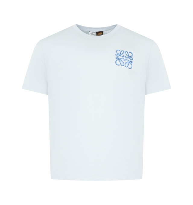 Image 1 of 2 - BLUE - LOEWE PAULA'S IBIZA T-shirt in lightweight cotton featuring a two-tone Anagram crafty embroidery, relaxed fit, regular length, crew neck and ribbed collar. Cotton. Made in Portugal.