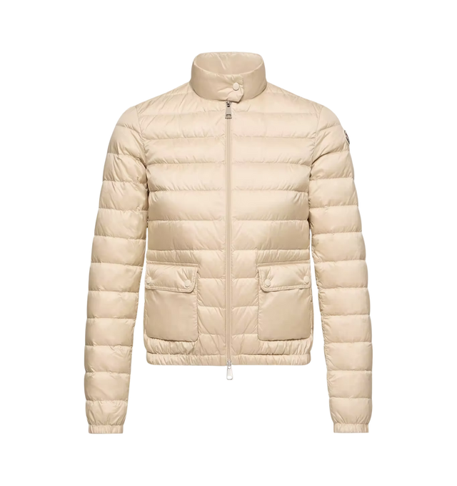 Image 1 of 1 - NEUTRAL - Moncler Womens Lans Packable Short Down Jacket is crafted from longue saison with a longue saison lining and down-filled construction. Features a packable design, zipper and snap-button front closure, and pockets with snap-button closures. Exterior: 100% Polyamide / Nylon; Lining: 100% Polyamide / Nylon; Padding: Down Fill. Made in Armenia.