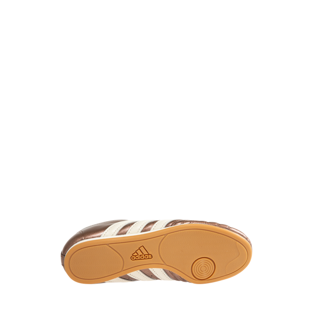 Image 4 of 5 - BROWN - ADIDAS Taekwondo Sneakers featuring a low-profile, slip-on design, leather upper that has a metallic sheen, super low-profile rubber outsole and regular fit.