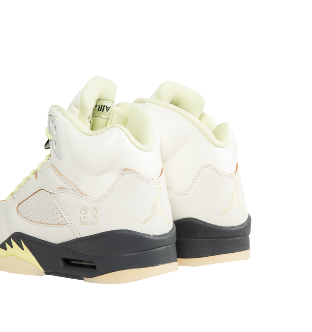 Image 3 of 5 - WHITE - JORDAN Air Jordan 5 Retro Sneaker featuring real and synthetic leather, plush and comfortable, Max Air cushioning, soft foam midsole for lightweight cushioning, rubber outsole and reflective details.