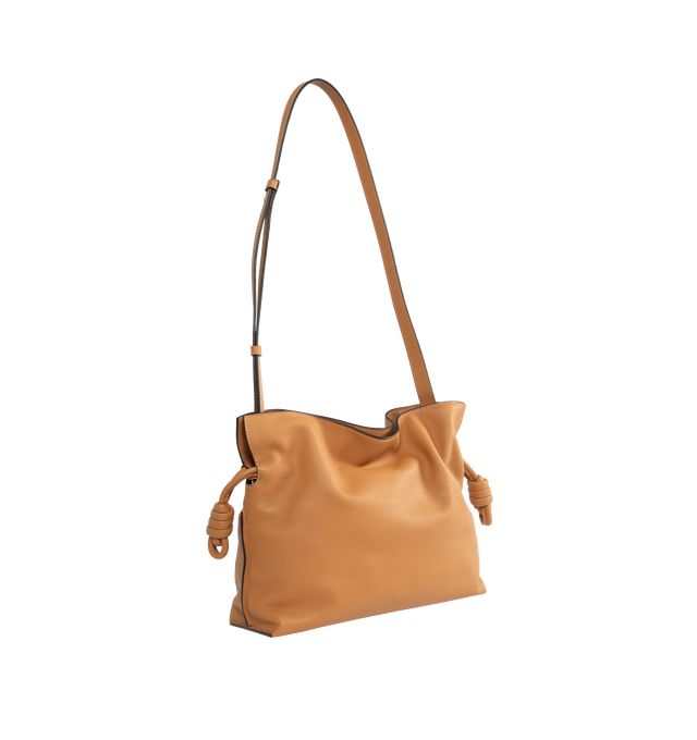 Image 2 of 3 - BROWN - LOEWE Flamenco Clutch featuring shoulder, crossbody or hand carry, detachable and adjustable strap, discreet magnetic closure, suede lining and LOEWE embossed. 9.6 x 11.8 x 4.1 inches. Nappa Calf. Made in Spain.