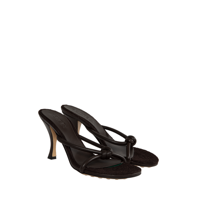 Image 2 of 4 - BLACK - BOTTEGA VENETA Blink Mule featuring soft lambskin with interlacing tubular leather straps. Lambskin. 3.1" heel. Made in Italy. 