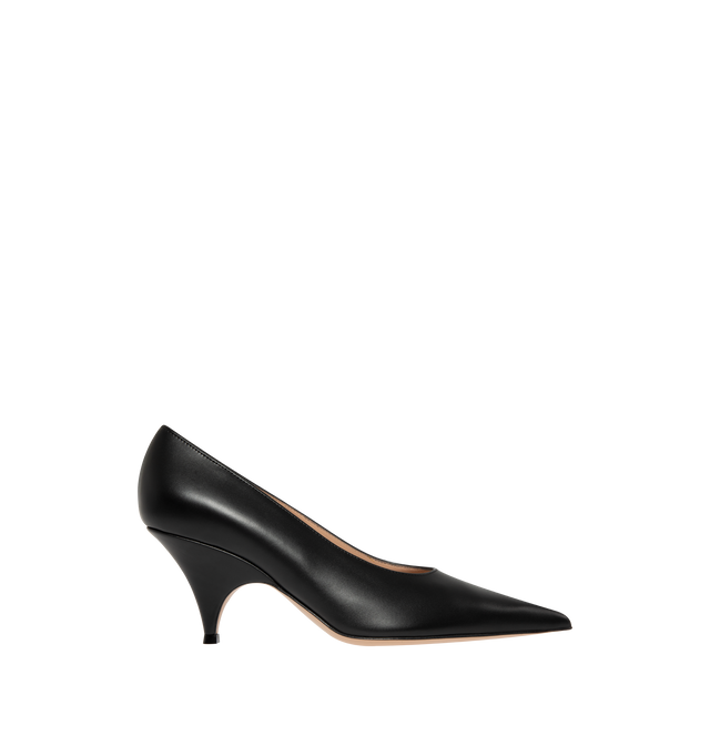 Image 1 of 4 - BLACK - Gianvito Rossi Womens Sofia Pumps are crafted from calf leather. Feature a pointed toe, signature Sofia sculptural heel, and leather sole. Heel Height: 7 cm. Main Material: Calf Leather; Sole: Leather. Handmade in Italy.