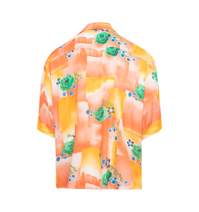 Image 2 of 2 - ORANGE - MARTINE ROSE  Hawaiin shirt in an all-over "Today Floral and Coral" print design. Features a boxy fit with short sleeves, classic collar, chest pocket, button fastening, and straight hem. 100% Viscose. Unisex brand in men's sizing. 