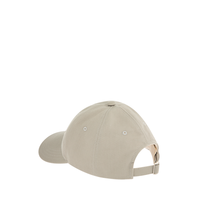 Image 2 of 3 - GREY - LOEWE L Patch Cap in cotton canvas with a LOEWE L embroidered patch, adjustable strap with metal slider, cotton canvas lining and LOEWE embossed calfskin patch. Cotton. Made in Italy.