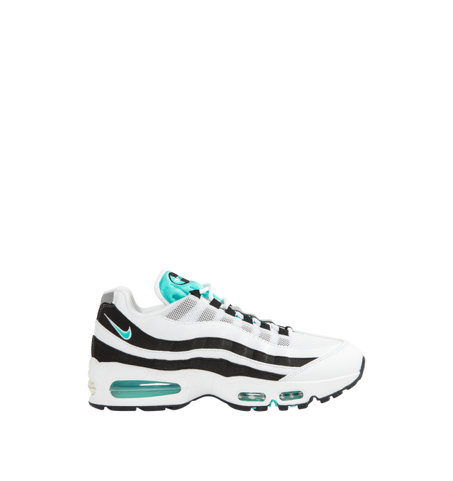 Image 1 of 5 - WHITE - NIKE Air Max 95 OG Sneaker featuring textile and synthetic leather upper, visible Max Air cushioning, flex grooves in the midsole and outsole, foam midsole and rubber outsole.