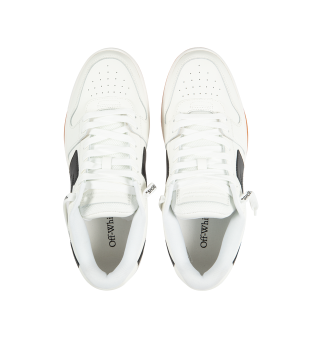 Image 5 of 5 - WHITE - OFF-WHITE Out of Office Leather Sneakers featuring lace-up front with tonal laces and black trims. Calf leather.  