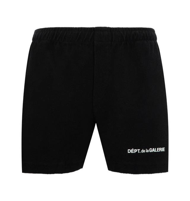 Image 1 of 3 - BLACK - GALLERY DEPT. French Zuma Shorts featuring above-the-knee athletic cut, textured fabric, drawstring waistband, FRENCH logotype on the front, side pockets and a single back pocket. 100% cotton. Made in Portugal.
