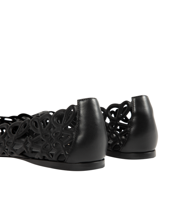 Image 3 of 4 - BLACK - Loewe Womens Anagram Ballerina Flats are crafted from lambskin. Features a molded high-frequency construction with an allover Anagram pattern, petal toe shape, tonal lambskin lining, embossed LOEWE at the insole and outsole, rubber island outsole, and back counter tab for added support. Main Material: Lambskin. Made in Italy.