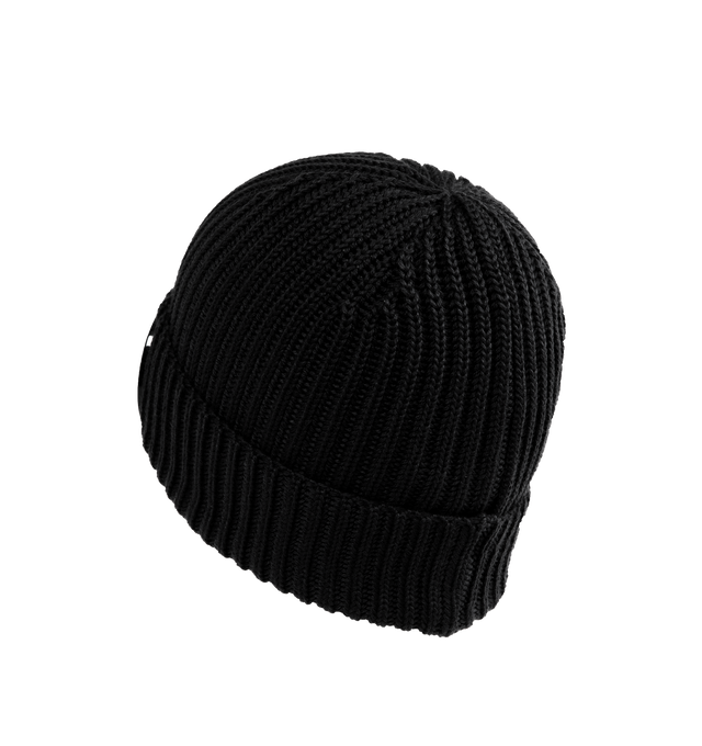 Image 2 of 2 - BLACK - C.P. COMPANY Extra Fine Merino Wool Goggle Beanie featuring turn-up brim, ribbed knit and Goggle lenses. 100% wool.
