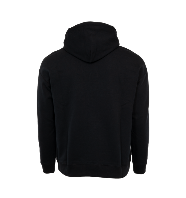 Image 2 of 3 - BLACK - LOEWE Relaxed Fit Hoodie featuring relaxed fit, regular length, LOEWE Anagram embossed leather patch pocket at the chest, hooded collar, drawstring with LOEWE embossed tab and ribbed cuffs and hem. 100% cotton.  