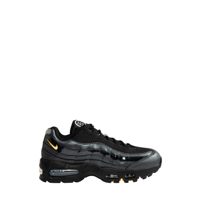 Image 1 of 5 - BLACK - NIKE Air Max 95 Big Bubble Sneaker featuring upper that mixes synthetic leather and textiles for a layered look, visible Max Air cushioning, flex grooves in the midsole and outsole, foam midsole and rubber outsole.
