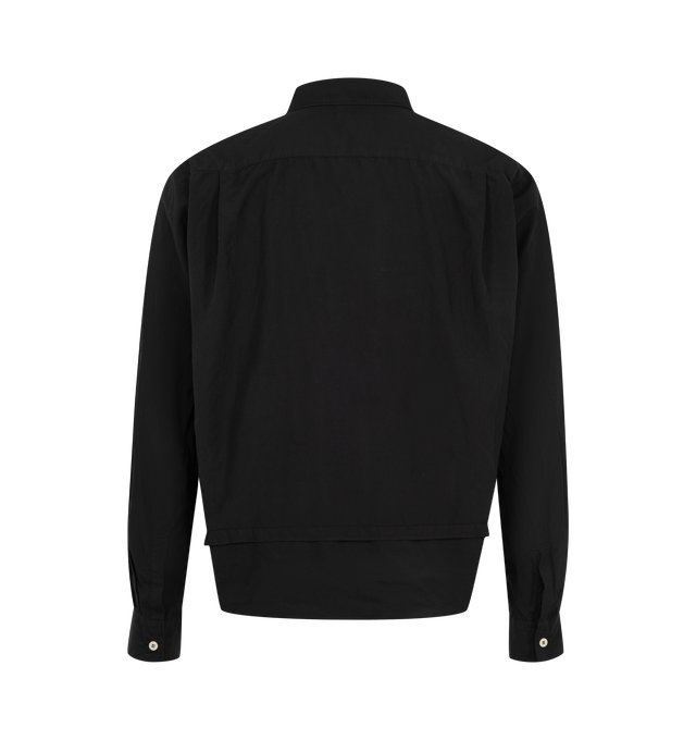 Image 2 of 2 - BLACK - Comme des Garons Homme Plus Men's Shirt is crafted from cotton and features a classic shirt collar, long sleeves, buttoned cuffs, and a button-front closure. Part of the Fall/Winter 2025 collection, this refined style showcases the brand's signature blend of timeless tailoring and avant-garde design through a clean, minimalist silhouette. Main Material: 100% Cotton. Collar: Classic Shirt Collar. Closure: Button Front. Sleeves: Long Sleeve. Cuffs: Buttoned Cuffs. Color: White. Made in