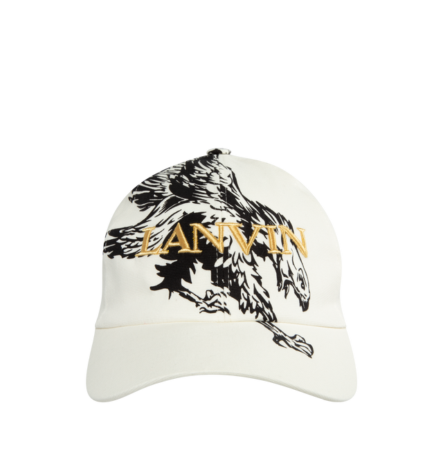 Image 1 of 3 - WHITE - LANVIN LAB X FUTURE Eagle Baseball Cap featuring printed cap, eagle motif and embroidered Lanvin logo in front. Made in Italy. 