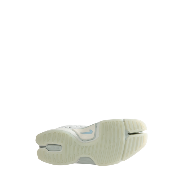 Image 4 of 5 - WHITE - Nike Women's Rift 2 Sneakers feature a padded neoprene and mesh upper with the iconic split-toe construction for a distinctive, sport-inspired silhouette. Designed for easy slip-on wear, these sneakers feature a cushioned footbed, antimicrobial sockliner, fabric lining, and lightweight foam midsole for added comfort. Finished with a durable rubber sole, the Rift 2 combines Nike's signature natural-motion-inspired design with everyday functionality. Upper: Neoprene and Mesh. Lining: Fa