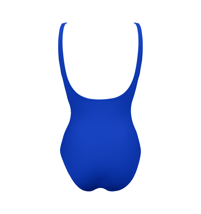 Image 2 of 6 - BLUE - ERES Asia Tank One-Piece Swimsuit featuring broad straps, round neckline and three reinforced bands around the waist. Main: 84% Polyamid, 16% Spandex. Second: 68% Polyamid, 32% Spandex. Made in France. 