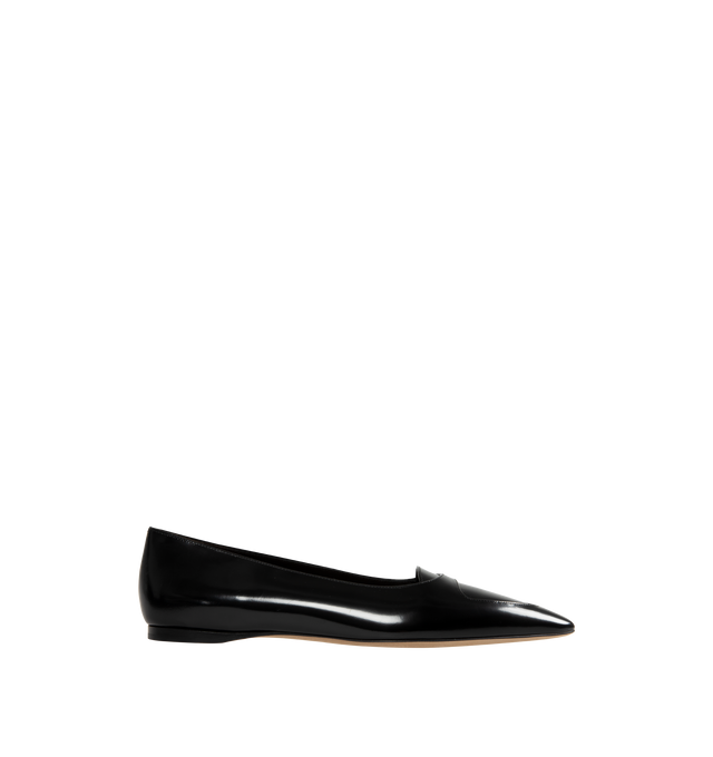 Image 1 of 4 - BLACK - THE ROW Viv Ballet Flats featuring smooth, glossed-leather, pointed toes and slip on. Calfskin.