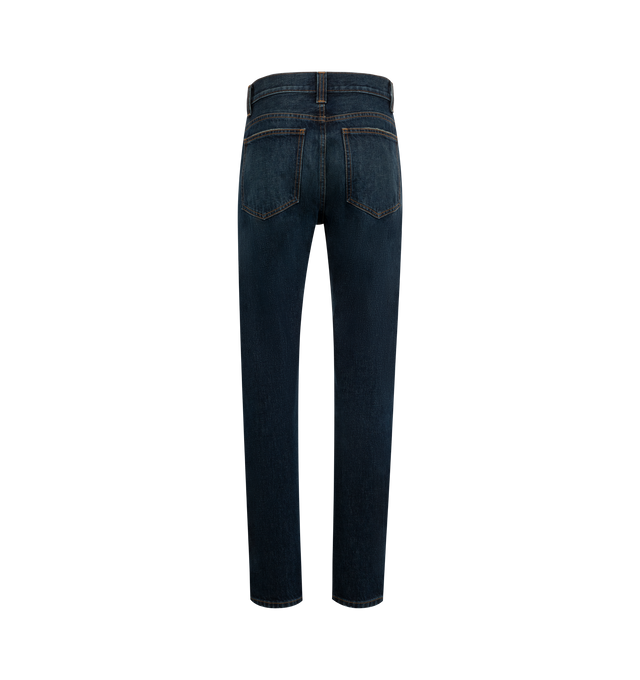 Image 2 of 3 - BLACK - KHAITE Corben Jean featuring straight-fitting silhouette, a dropped rise, designed to sit just below the natural waist, 5 pocket style and an embossed button of antiqued nickel. 100% cotton.