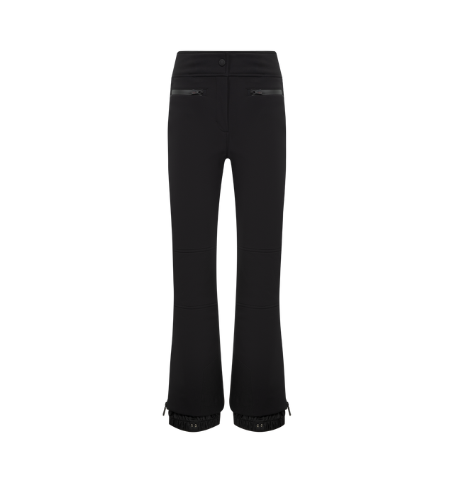 Image 1 of 4 - BLACK - MONCLER GRENOBLE Ski Pants featuring 3L 4-way stretch technical poplin, YKK AquaGuard highly water-resistant zipper and snap button closure, pockets with YKK AquaGuard highly water-resistant zipper closure, cuffs with YKK AquaGuard highly water-resistant zipper closure, powder cuffs, skicut hem protection and silicone logo. 68% polyester, 24% polyamide/nylon, 8% elastane/spandex. Made in Romania.