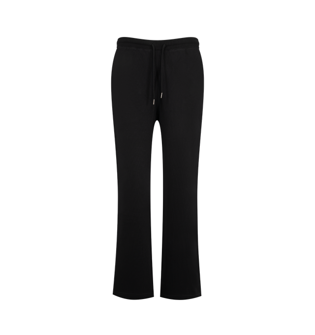 Image 1 of 3 - BLACK - Merz b. Schwanen Men's Authentic Fleece Straight Leg Sweatpants are crafted from 100% organic cotton and feature the brands heavyweight Authentic Fleece, a durable loopback fabric with a garment-dyed finish that creates a distinctive vintage-inspired look and feel. Details include side pockets, a single back pocket, an elastic waistband, and a cotton drawstring with metal aglets, finished with the signature swan loop label on the back pocket. Main Material: 100% Organic Cotton.